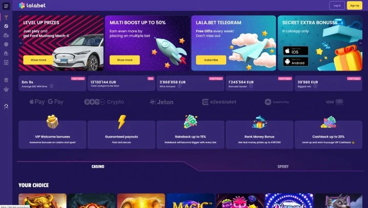 LalaBet live casino screenshot